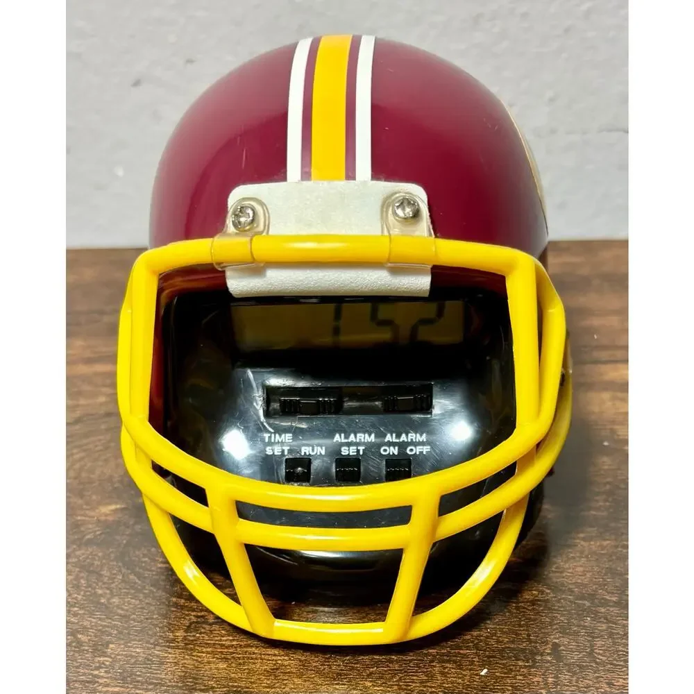 Vintage 80s Washington Redskins Mini Helmet Quartz Digital Alarm Clock Works